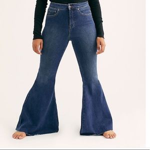 Free People Crvy Super high rise lace up flare